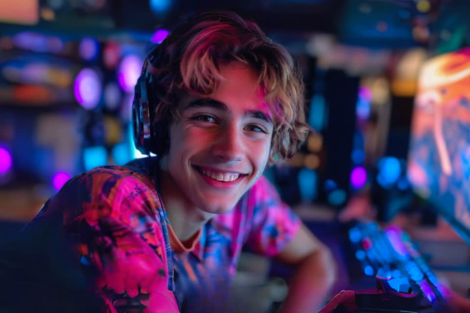 Gamer con audífonos frente a su PC